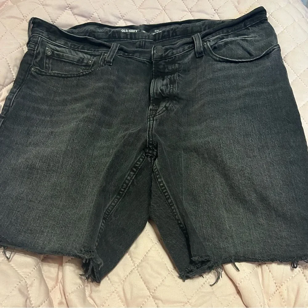 Old Navy Faded Black Jean Shorts Distressed Style - Picture 3 of 11